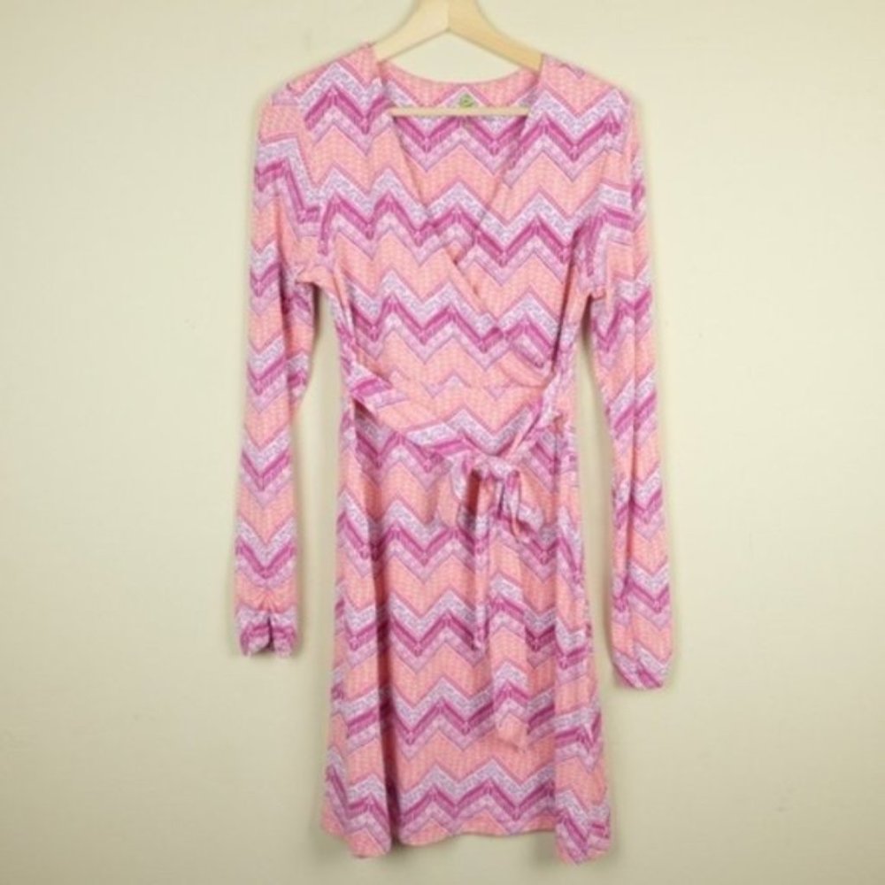 Dakini Chevron Print Faux Wrap Dress